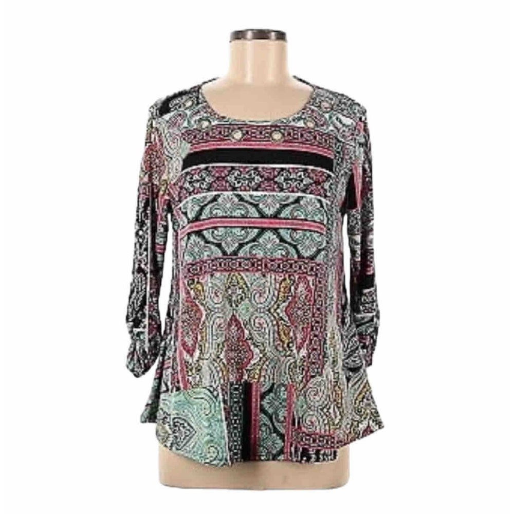 New Directions Boho Paisley Swing Blouse Women’s Size PL
